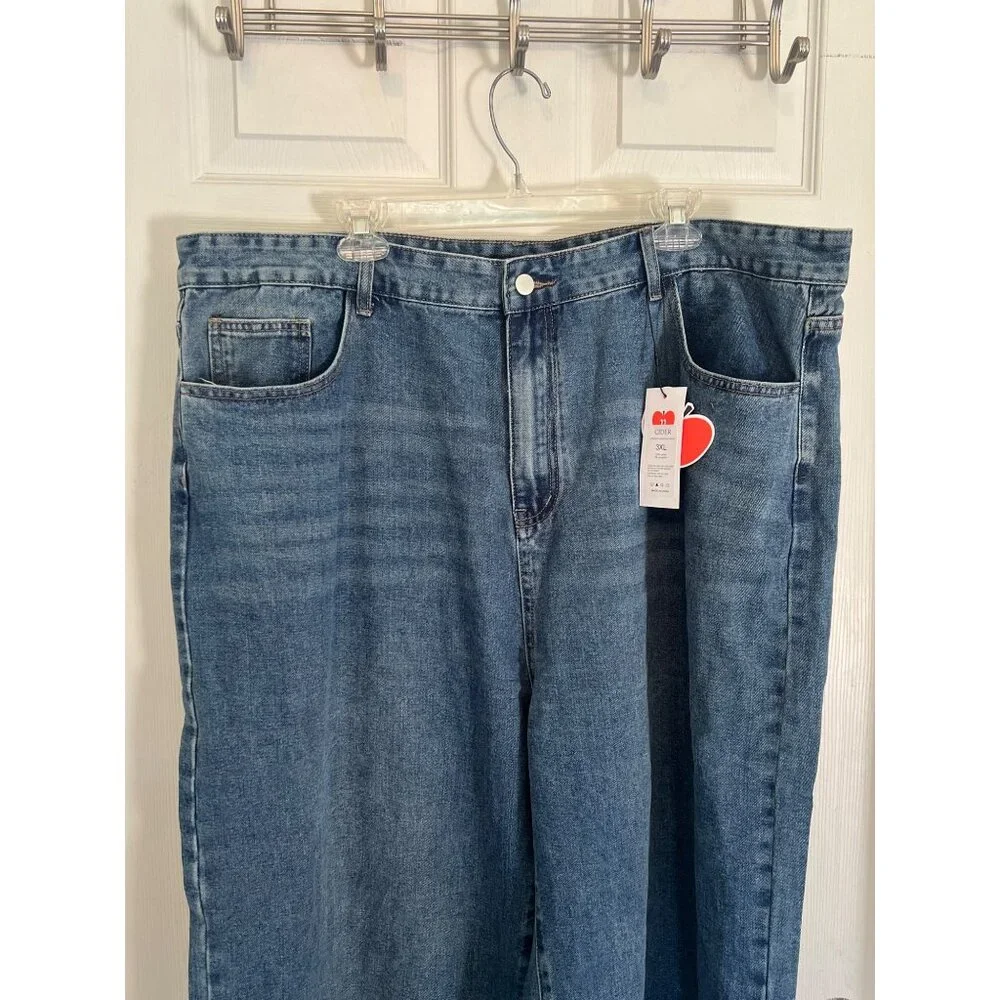 Cider Medium Wash Denim Wide Leg High Rise Women's Jeans 3XL NWT - Picture 2 of 7